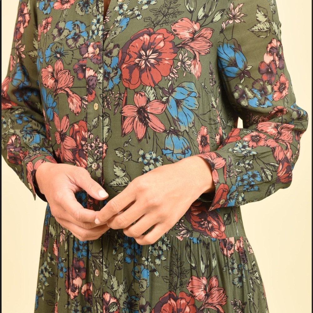 DR2 dark green floral dress